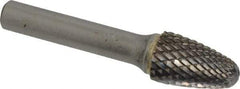 SGS Pro - 5/8" Cut Diam, 3/8" Shank Diam, Tree with Radius Head Double Cut Burr - Carbide, Radius End, 1" LOC, 3" OAL - Eagle Tool & Supply