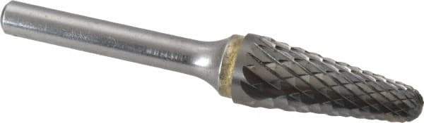 SGS Pro - 1/2" Cut Diam, 1/4" Shank Diam, Cylinder Head Double Cut Burr - Carbide, Flat End, 1-1/8" LOC, 3" OAL - Eagle Tool & Supply