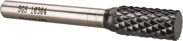 SGS Pro - 3/8" Cut Diam, 1/4" Shank Diam, Cylinder Head Double Cut Burr - Carbide, Flat End, 3/4" LOC, 2-1/2" OAL - Eagle Tool & Supply