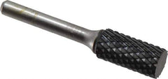 SGS Pro - 1/2" Cut Diam, 1/4" Shank Diam, Cylinder Head Double Cut Burr - Carbide, Flat End, 1" LOC, 2-3/4" OAL - Eagle Tool & Supply