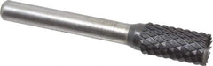 SGS Pro - 3/8" Cut Diam, 1/4" Shank Diam, Cylinder with End Cut Head Double Cut Burr - Carbide, End Cut End, 3/4" LOC, 2-1/2" OAL - Eagle Tool & Supply
