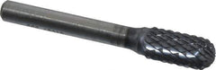 SGS Pro - 3/8" Cut Diam, 1/4" Shank Diam, Cylinder with Radius Head Double Cut Burr - Carbide, Radius End, 3/4" LOC, 2-1/2" OAL - Eagle Tool & Supply