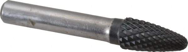 SGS Pro - 1/2" Cut Diam, 3/8" Shank Diam, Tree with Radius Head Double Cut Burr - Carbide, Radius End, 1" LOC, 3" OAL - Eagle Tool & Supply