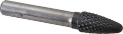 SGS Pro - 1/2" Cut Diam, 3/8" Shank Diam, Tree with Radius Head Double Cut Burr - Carbide, Radius End, 1" LOC, 3" OAL - Eagle Tool & Supply