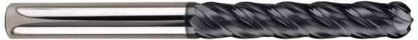 SGS - 1/2" Diam, 2" LOC, 4 Flute Solid Carbide Ball End Mill - AlTiN Finish, Single End, 4-1/2" OAL, 1/2" Shank Diam, Spiral Flute - Eagle Tool & Supply