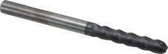 SGS - 5/16" Diam, 1-5/8" LOC, 4 Flute Solid Carbide Ball End Mill - AlTiN Finish, Single End, 4" OAL, 5/16" Shank Diam, Spiral Flute - Eagle Tool & Supply