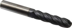 SGS - 3/4" Diam, 3" LOC, 4 Flute Solid Carbide Ball End Mill - AlTiN Finish, Single End, 6" OAL, 3/4" Shank Diam, Spiral Flute - Eagle Tool & Supply