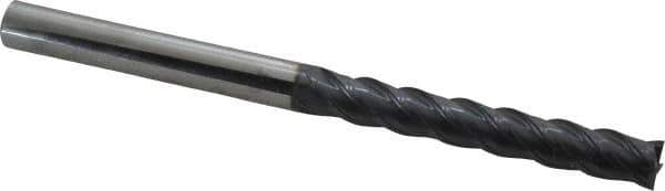 SGS - 7/16", 3" LOC, 7/16" Shank Diam, 6" OAL, 4 Flute, Solid Carbide Square End Mill - Single End, AlTiN Finish, Spiral Flute, 38° Helix, Centercutting, Right Hand Cut, Right Hand Flute, Series 7 - Eagle Tool & Supply