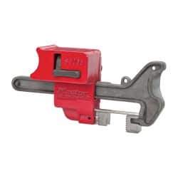 Master Lock - 4 Inch Max Valve Handle Size, Aluminum and Steel Handle On Ball Valve Lockout - 9/32 Inch Max Shackle Diameter, Red - Eagle Tool & Supply