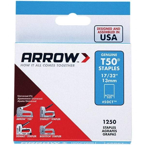 Arrow - 3/8" Wide Galvanized Steel Heavy-Duty Staples - 17/32" Leg Length - Eagle Tool & Supply