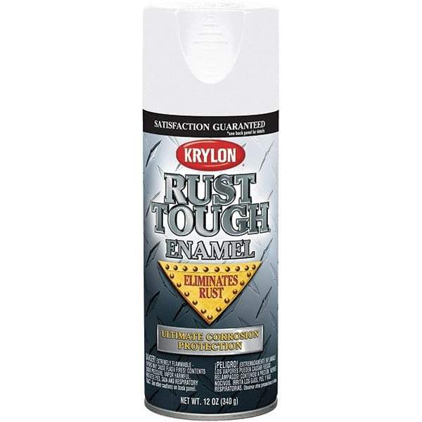 Krylon - White, Gloss, Rust Proof Enamel Spray Paint - 25 Sq Ft per Can, 12 oz Container, Use on Wood, Metal - Eagle Tool & Supply