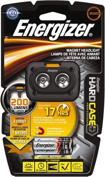 Energizer - White LED Bulb, 200 Lumens, Hands-free Flashlight - Black Plastic Body, 3 AAA Alkaline Batteries Included - Eagle Tool & Supply