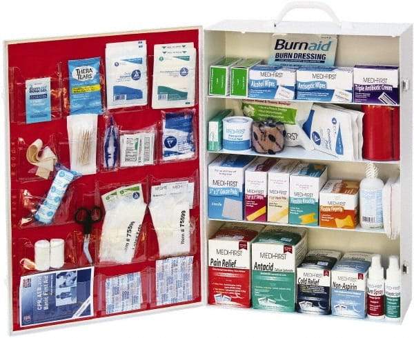 Medique - 1,300 Piece, 125 Person, Industrial First Aid Kit - 15-1/4" Wide x 22-1/4" Deep x 5-1/2" High, Metal Cabinet - Eagle Tool & Supply