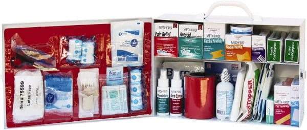 Medique - 900 Piece, 75 Person, Industrial First Aid Kit - 15-1/4" Wide x 10-1/2" Deep x 4-3/4" High, Metal Cabinet - Eagle Tool & Supply