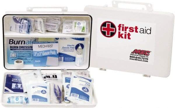 Medique - 200 Piece, 50 Person, Industrial First Aid Kit - 13-3/4" Wide x 9-1/2" Deep x 3" High, Plastic Case - Eagle Tool & Supply