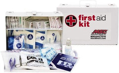 Medique - 150 Piece, 25 Person, Industrial First Aid Kit - 11" Wide x 7-1/2" Deep x 2-1/2" High, Metal Case - Eagle Tool & Supply