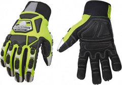 Youngstown - Size 3XL (12), ANSI Cut Lvl 4, Puncture Lvl 4, Abrasion Lvl 4, Cut & Puncture Resistant Gloves - Kevlar Lining, Slip-On Cuff, Hi-Vis Lime/Black, Paired - Eagle Tool & Supply