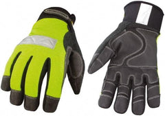 Youngstown - Size XL (10) 3M Scotchlite/Synthetic Leather/Microfleece Waterproof, Windproof & Cold & Heat Protection Work Gloves - For General Purpose, Uncoated, Hook & Loop Cuff, Full Fingered, Black/Hi-Vis Lime, Paired - Eagle Tool & Supply