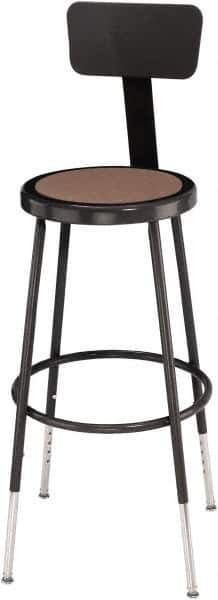 NPS - 14 Inch Wide x 14 Inch Deep x 25 to 32-1/2 Inch High, Steel Base, Adjustable Height Stool - Hardboard Seat, Black - Eagle Tool & Supply