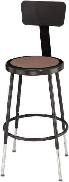 NPS - 14 Inch Wide x 14 Inch Deep x 19 to 26-1/2 Inch High, Steel Base, Adjustable Height Stool - Hardboard Seat, Black - Eagle Tool & Supply