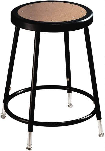 NPS - 14 Inch Wide x 14 Inch Deep x 19 to 26-1/2 Inch High, Steel Base, Adjustable Height Stool - Hardboard Seat, Black - Eagle Tool & Supply