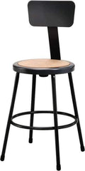 NPS - 24 Inch High, Stationary Fixed Height Stool with Adjustable Height Backrest - 14 Inch Deep x 14 Inch Wide, Hardboard Seat, Black - Eagle Tool & Supply