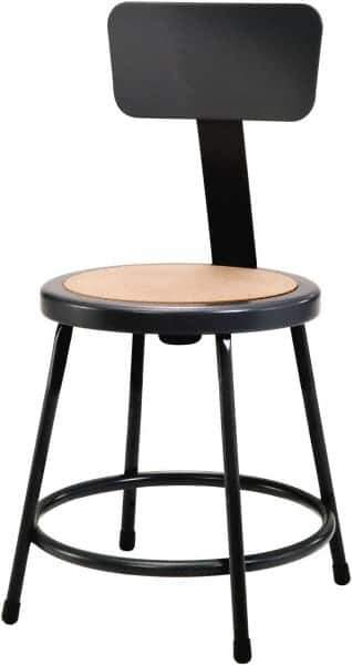 NPS - 18 Inch High, Stationary Fixed Height Stool with Adjustable Height Backrest - 14 Inch Deep x 14 Inch Wide, Hardboard Seat, Black - Eagle Tool & Supply