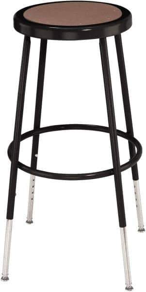 NPS - 14 Inch Wide x 14 Inch Deep x 25 to 33 Inch High, Steel Base, Adjustable Height Stool - Hardboard Seat, Black - Eagle Tool & Supply