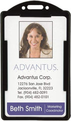 ADVANTUS - Clip-On Badge Holder - Black - Eagle Tool & Supply