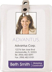 ADVANTUS - Clip-On Badge Holder - Clear - Eagle Tool & Supply