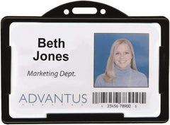 ADVANTUS - Clip-On Badge Holder - Black - Eagle Tool & Supply