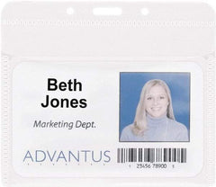 ADVANTUS - Clip-On Badge Holder - Clear - Eagle Tool & Supply