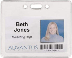 ADVANTUS - Clip-On Badge Holder - Clear - Eagle Tool & Supply