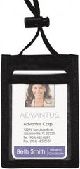 ADVANTUS - Cord Mounted Badge Holder - Black - Eagle Tool & Supply