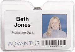 ADVANTUS - Clip-On Badge Holder - Clear - Eagle Tool & Supply
