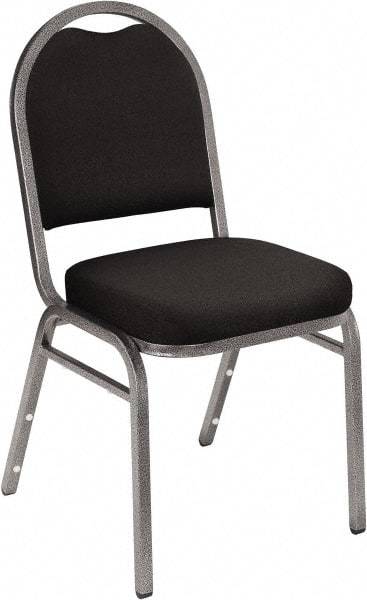 NPS - Fabric Black Stacking Chair - Silver Frame, 18" Wide x 20" Deep x 34" High - Eagle Tool & Supply