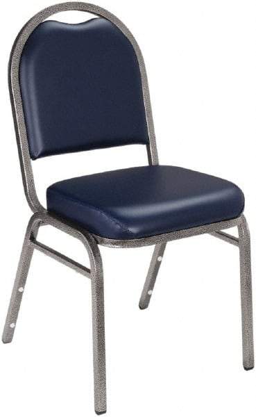 NPS - Vinyl Blue Stacking Chair - Silver Frame, 18" Wide x 20" Deep x 34" High - Eagle Tool & Supply