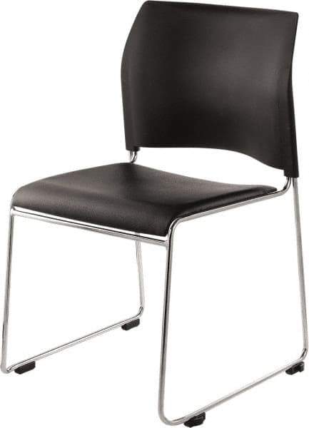 NPS - Vinyl Black Stacking Chair - Chrome Frame, 20" Wide x 19-1/4" Deep x 30" High - Eagle Tool & Supply