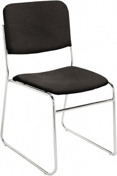 NPS - Fabric Black Stacking Chair - Chrome Frame, 19" Wide x 21" Deep x 33" High - Eagle Tool & Supply