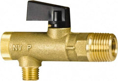 PRO-SOURCE - 1/2" Pipe, NPT Port, Brass Filter Ball Valve - Inline - One Way Flow, MNPT x FNPT Ends, Wedge Handle, 725 WOG - Eagle Tool & Supply