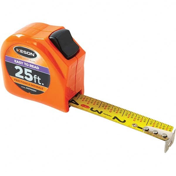 Keson - 25' x 1" Yellow Blade Tape Measure - Eagle Tool & Supply