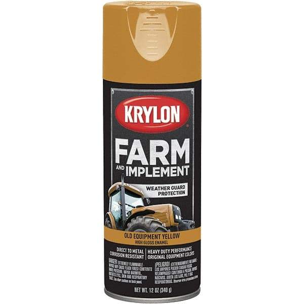 Krylon - Yellow (Caterpillar Old), 12 oz Net Fill, Gloss, Farm & Equipment Spray Paint - 12 oz Container, Use on Equipment - Eagle Tool & Supply