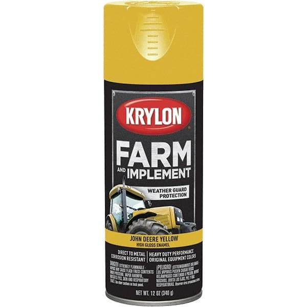 Krylon - Yellow (John Deere), 12 oz Net Fill, Gloss, Farm & Equipment Spray Paint - 12 oz Container, Use on Equipment - Eagle Tool & Supply