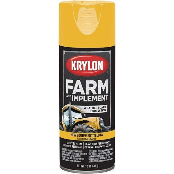 Krylon - Yellow, 12 oz Net Fill, Gloss, Farm & Equipment Spray Paint - 12 oz Container, Use on Equipment - Eagle Tool & Supply