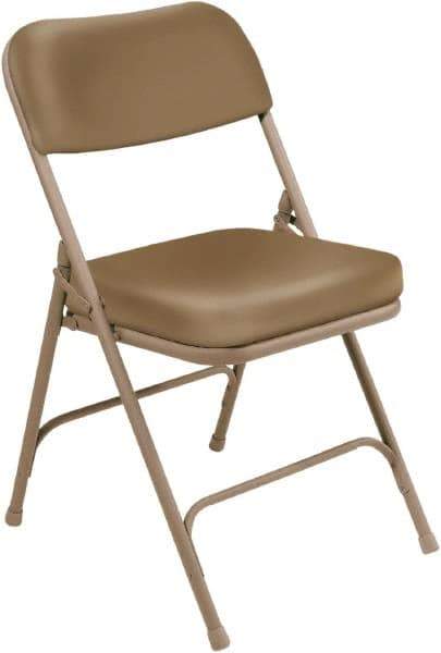 NPS - 18" Wide x 20-3/4" Deep x 32" High, Steel & Vinyl Folding Chair with Vinyl Padded Seat - Beige - Eagle Tool & Supply