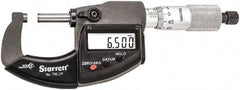 Starrett - Standard Throat IP67 Electronic Outside Micrometer - Ratchet Stop Thimble, Carbide Face, CR2032 Battery - Eagle Tool & Supply