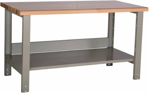 Rousseau Metal - 60 Wide x 30" Deep x 34" High, Laminated Hardwood Workbench - Fixed Legs - Eagle Tool & Supply