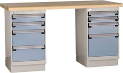 Rousseau Metal - 60 Wide x 30" Deep x 34" High, Laminated Hardwood Workbench - Fixed Legs - Eagle Tool & Supply