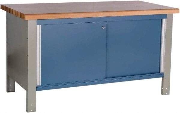 Rousseau Metal - 60 Wide x 30" Deep x 34" High, Laminated Hardwood Workbench - Fixed Legs - Eagle Tool & Supply