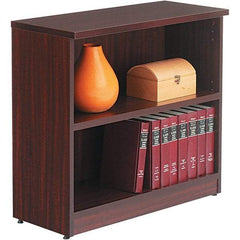 ALERA - 2 Shelf, 29-1/2" High x 31-3/4" Wide Bookcase - 14" Deep, Woodgrain Laminate, Mahogany - Eagle Tool & Supply